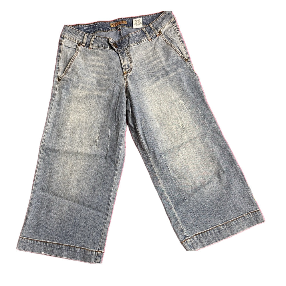 Paris Blues Women's Light Blue Denim Cullottes Capri Jeans size 14W